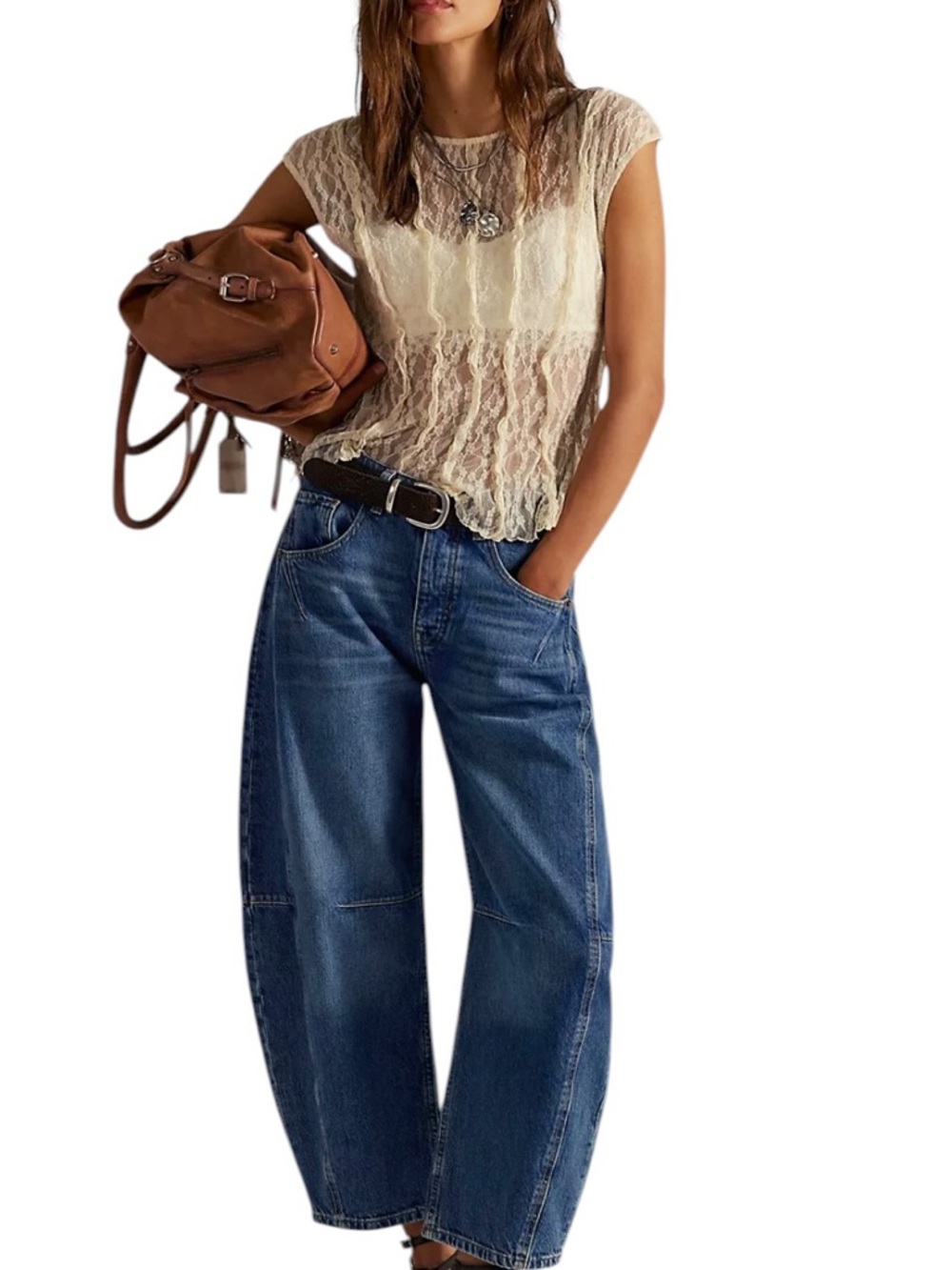 We The Free Wide Leg Blue Denim Jeans